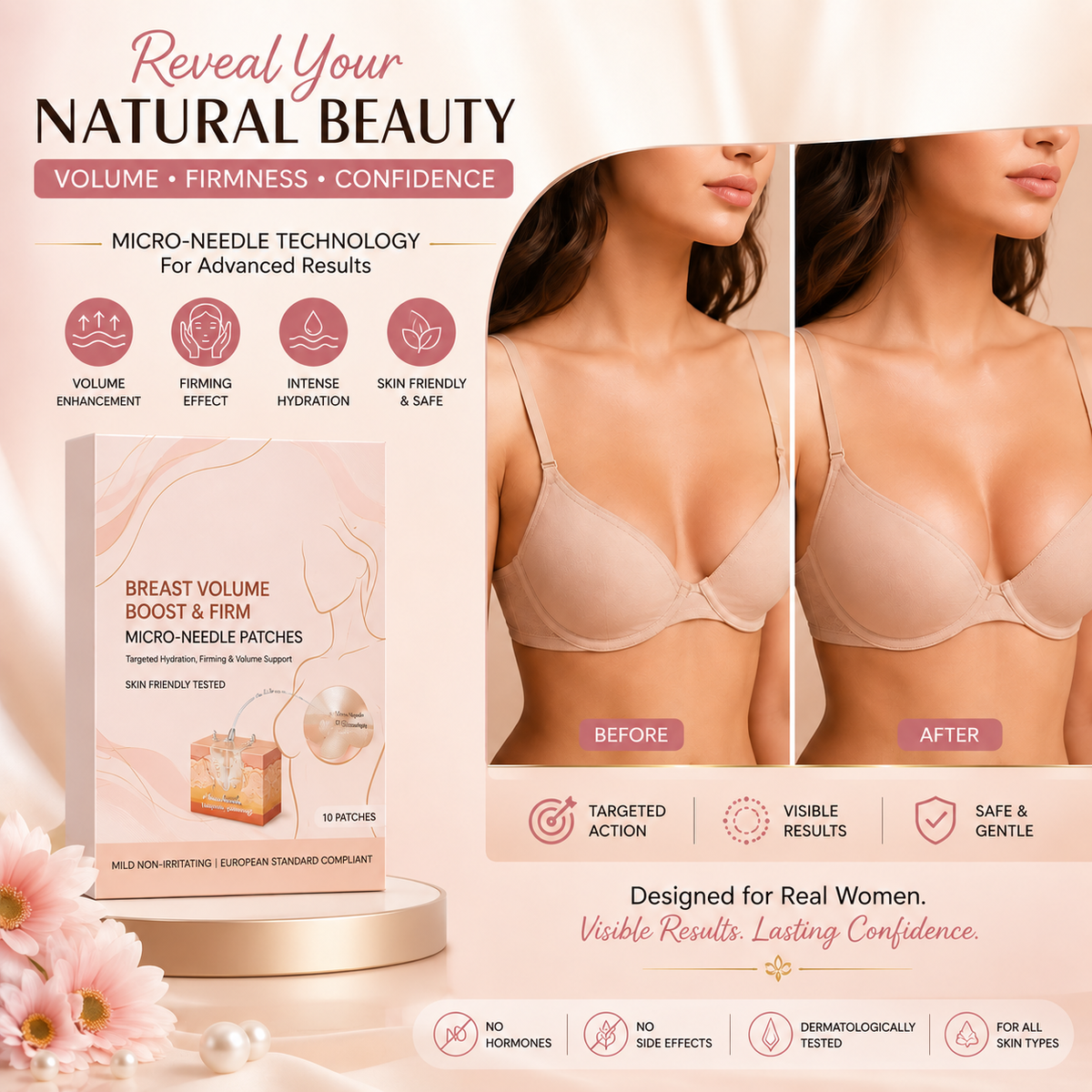 ✨ Breast Volume Boost & Firm Micro-Needle Patches