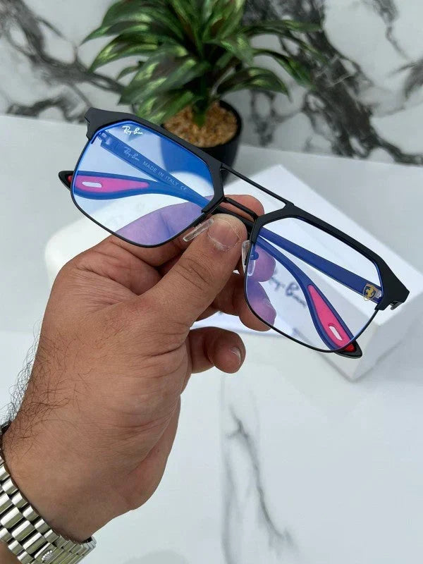 RB #7 METAL BLACK BLUE CUT SUNGLASSES