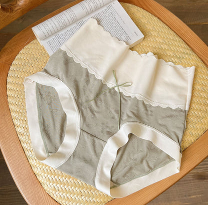 High Waist Elastic Jacquard Breathable Mulberry Silk Seamless Panties (Pack of 3)