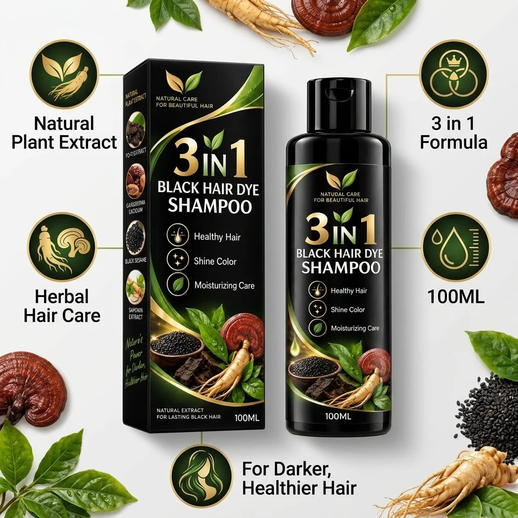 3 In 1 Black Hair Dye Shampoo (BUY 1 GET 1 FREE)