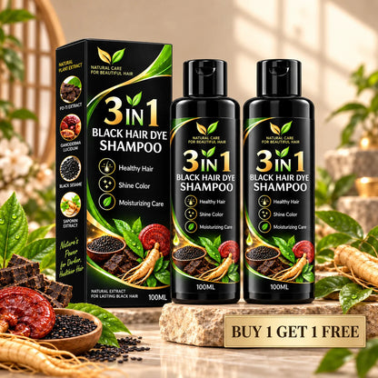 3 In 1 Black Hair Dye Shampoo (BUY 1 GET 1 FREE)